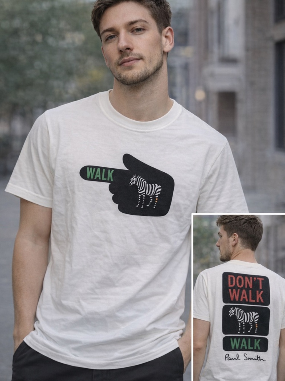 Paul Smith Zebra Walk Don’t Walk Print T-shirt Men’s Small Back And Front Print